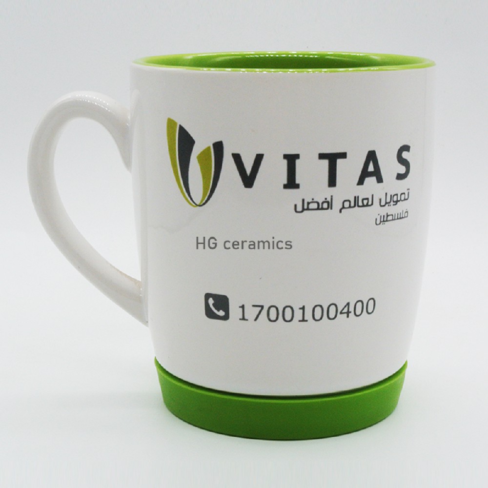 10oz ceramic mug with silicon bottom