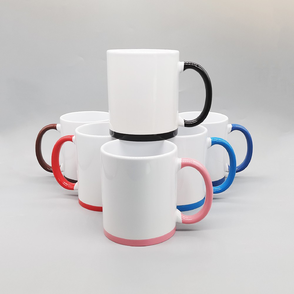 11oz sublimation mug, color handle and bottom