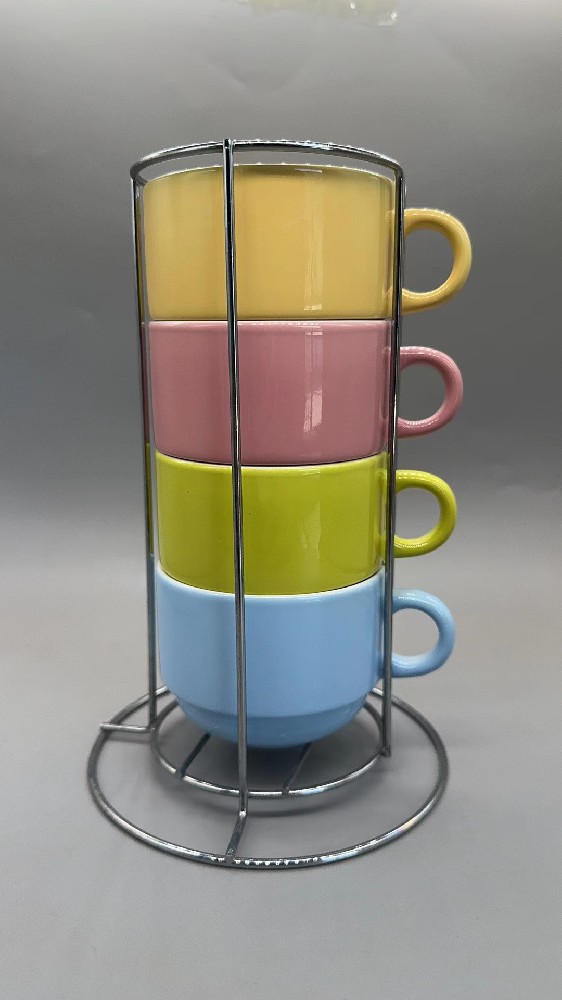 Light color sublimation 6oz stackable mug,4pc set