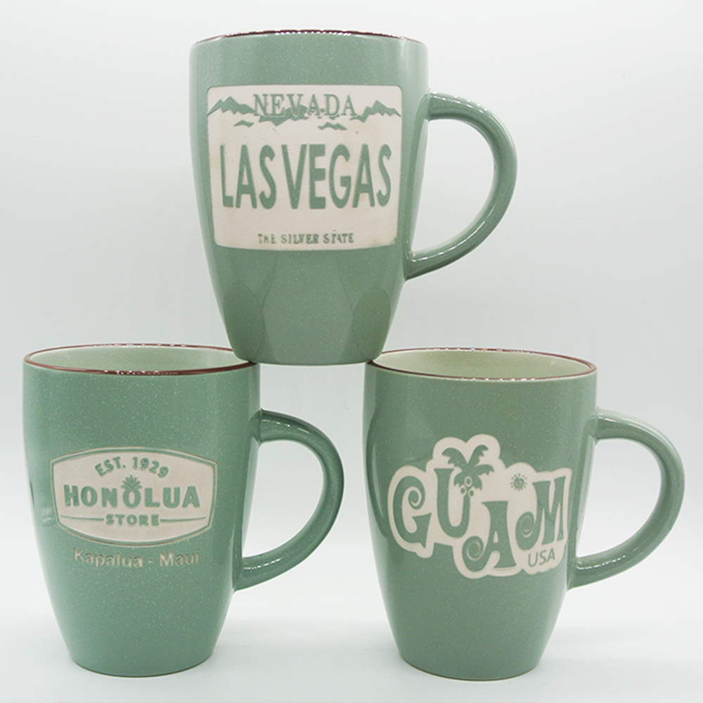 Sand blasted souvenir mug